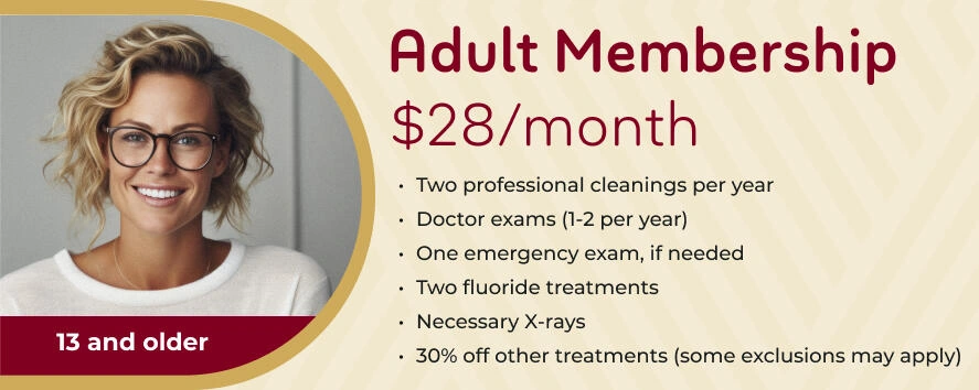 Adult Membership - $28/month for ages 13 and older