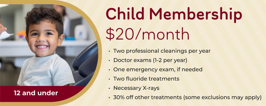 Child Membership - $20/month for ages 12 and under